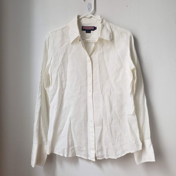 Vineyard Vines Womens Off-White Ivory Linen Button Down Shirt - Picture 2 of 13